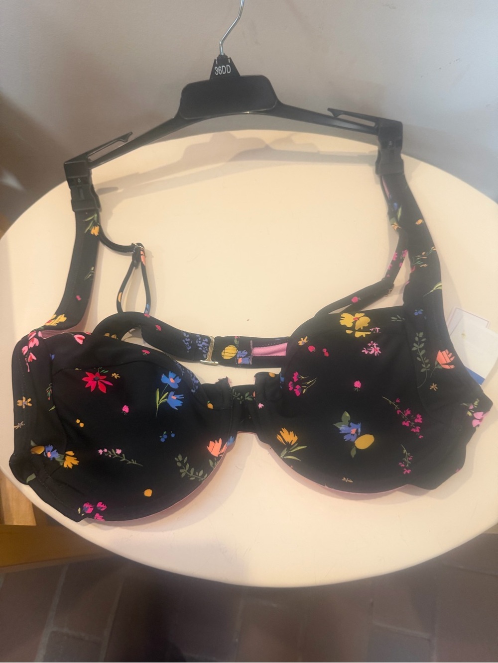 Salt + Cove Black Floral Underwire Bikini Top with Multicolor Flowers